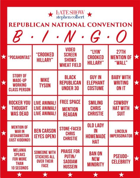 Republican National Convention Bingo