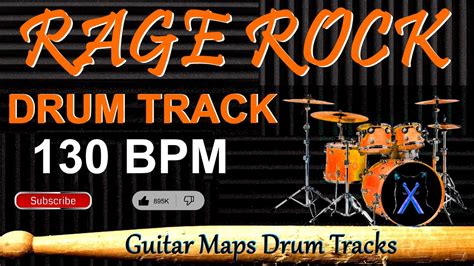 Rage Rock Drum Track 130 BPM Drum Beat For Bass Guitar Backing Tracks