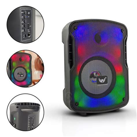 Caixa De Som LED RGB Radio Entrada Microfone E USB Bluetooth Altomex