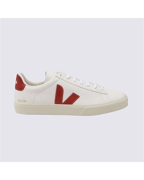 Veja White And Red Leather Campo Sneakers For Men Lyst Australia