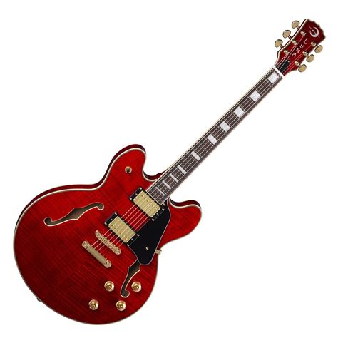 Disc Luna Athena Semi Hollow Body Electric Guitar Trans Cherry At