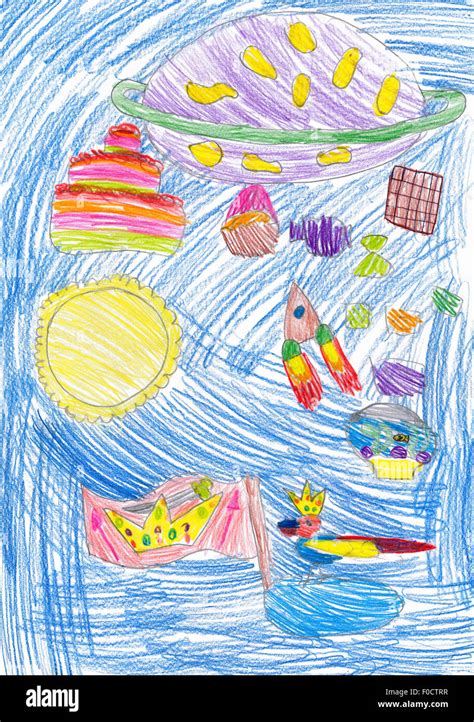 children's imagination, pencil drawing Stock Photo - Alamy