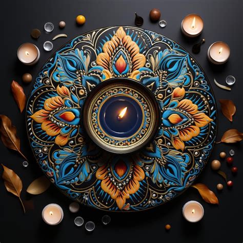 Premium AI Image | a colorful circle of candles with a candle in the middle