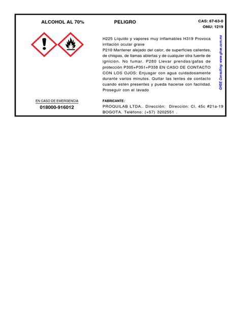 Etiqueta Álcool 70 Para Imprimir - Etiqueta de Alcohol al 70% para Imprimir | PDF