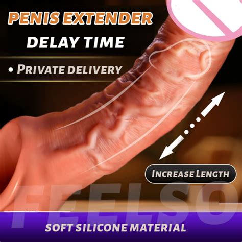 Discreet Packing Penis Extender Big Head Sleeve Enlarge Sex Toy For Men Reusable Condoms Adult