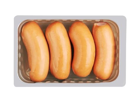 Premium Photo Boiled Sausages In Pack Isolated On White