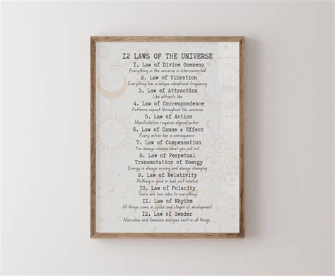 The 12 Laws Of The Universe Print Universe Wall Art Spiritual