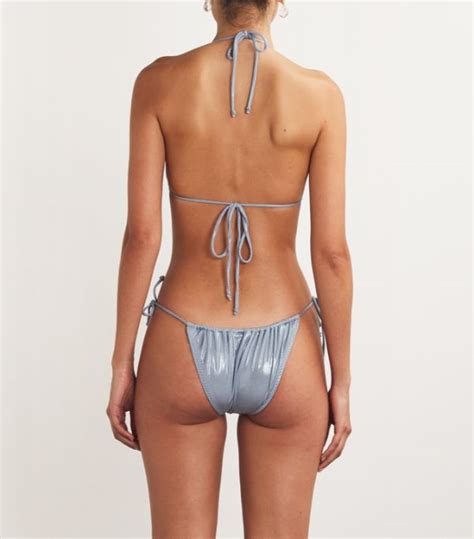 Womens Norma Kamali Blue Metallic String Bikini Bottoms Harrods Uk