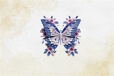 3D Butterfly Flower Sublimation Clipart Graphic By Nutty Creations