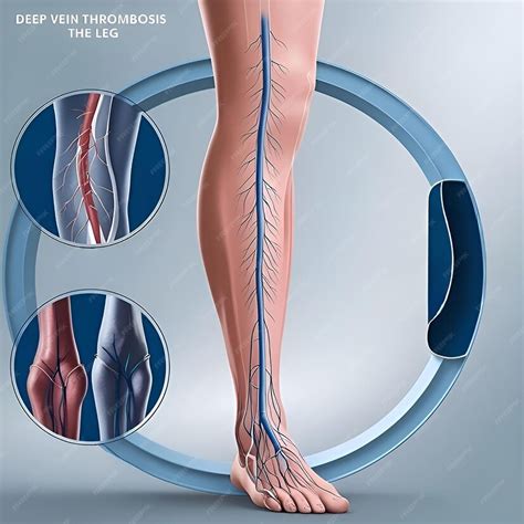 Anatomically Accurate Diagram Of The Human Leg Showcasing Enlarged Views Of Deep Vein Thrombosis