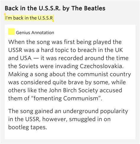 I'm back in the U.S.S.R – Back in the U.S.S.R. Lyrics Meaning