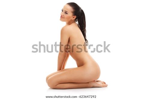 Fit Naked Woman Isolated On White Stock Photo 623647292 Shutterstock