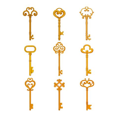 Premium Vector | Key vintage set cartoon vector illustration