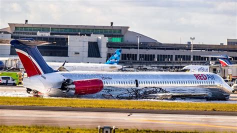 Plane Crash Lands At Miami Airport And Bursts Into Flames After Landing