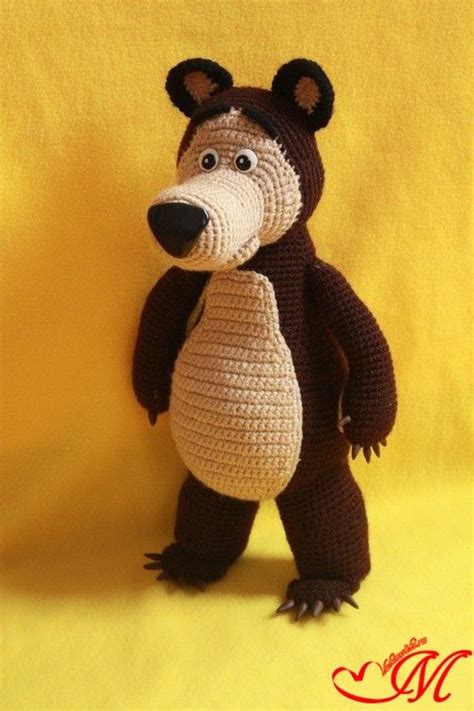 вязаный медведь из мультика маша и медведь схема мастер класс | Crochet ...