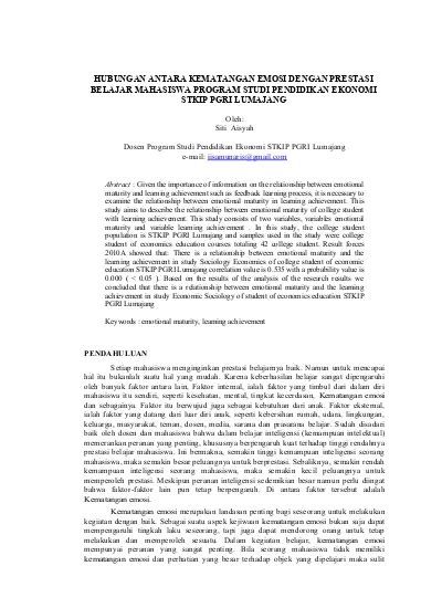 Metode Penelitian HUBUNGAN ANTARA KEMATANGAN EMOSI DENGAN PRESTASI