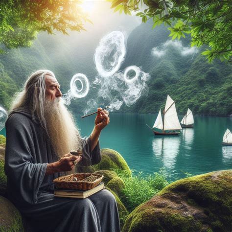 Gandalf smoking weed and blowing intricate smoke rings and smoke ...