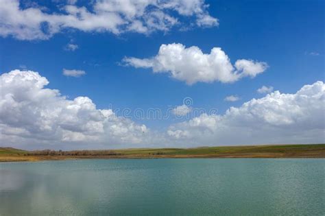 Wonderful Spring Landscape Of Sky Lake And Cloudsclouds Reflecting In