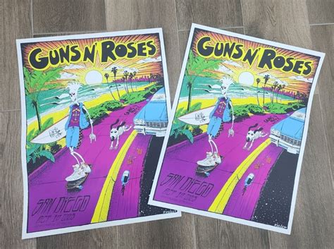 Guns N Roses Lithograph Poster Limited Official Merch San Diego 2023 Ebay