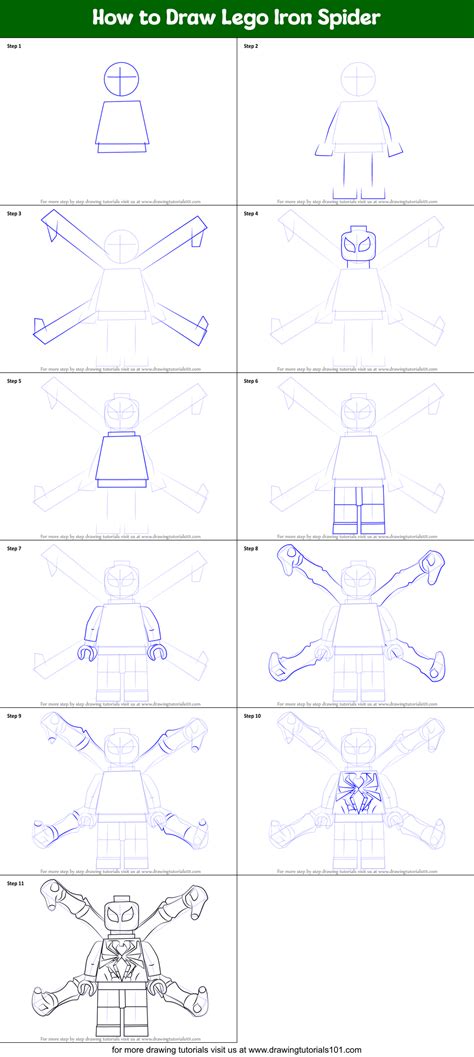 How To Draw Lego Iron Spider Printable Step By Step Drawing Sheet