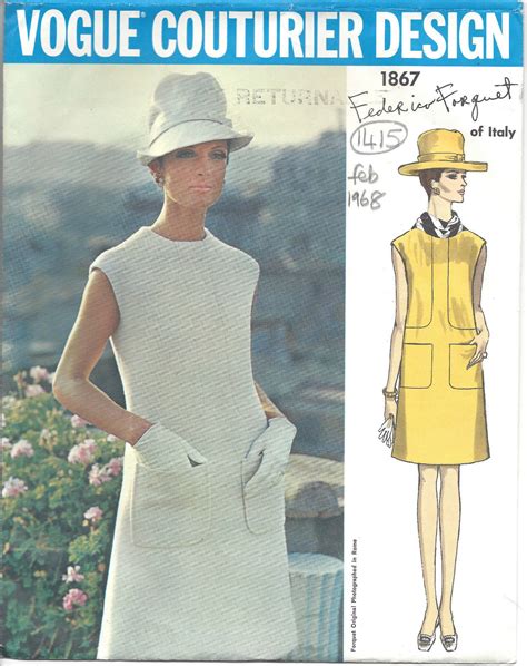 1968 Vintage VOGUE Sewing Pattern B32 1 2 DRESS 1415 By FEDERICO