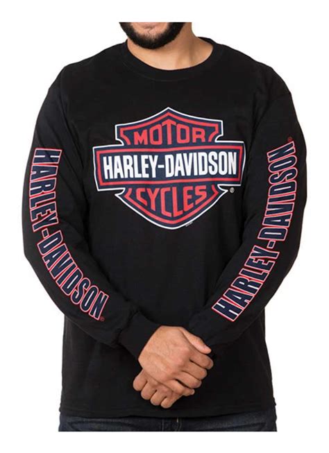 Harley Davidson Men S RWB Bar Shield Long Sleeve Crew Neck Shirt