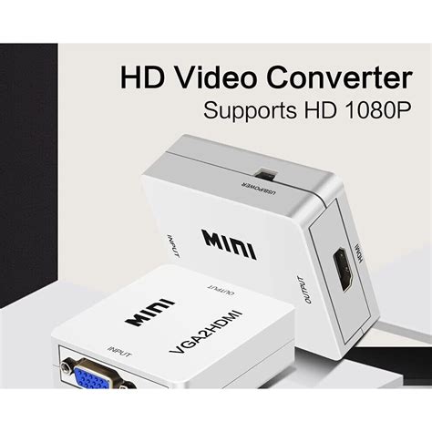 Jual Coverter VGA To HDMI VGA2HDMI Mini HD 1080P Audio Video HDTV Box