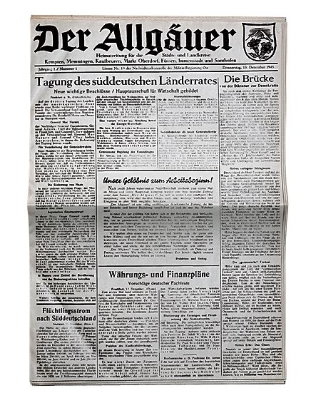 Erste Ausgabe der Allgäuer Zeitung Abo Shop der Allgäuer Zeitung