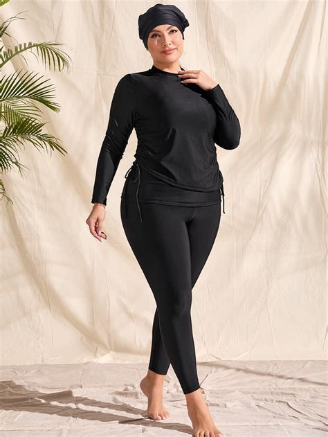 con cordón lateral de cubierta completa Bañador bikini con Gorro de natación Moda de Mujer