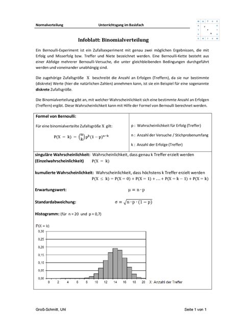 Infoblatt Binomialverteilung