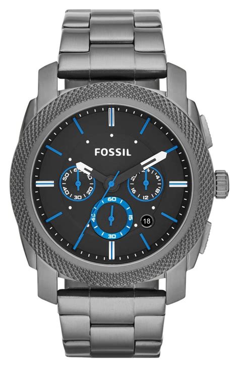 Mens Fossil Machine Chronograph Bracelet Watch 45mm Vintage Watches For Men Watches For