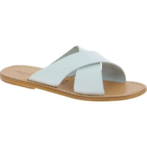 Mens White Leather Slipper Sandals Handmade In Italy The Leather