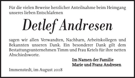 Traueranzeigen Von Detlef Andresen Sh Z Trauer