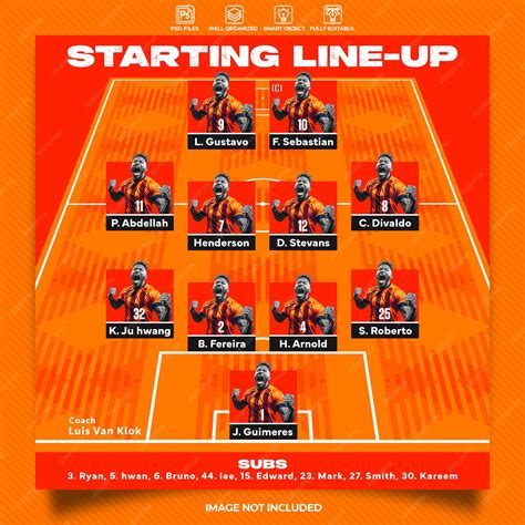 Premium PSD | Starting lineup football match template