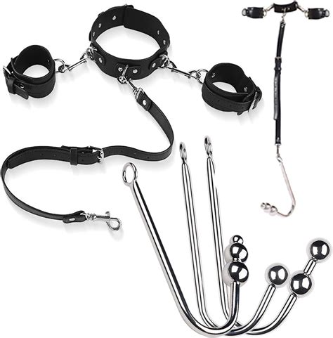 Screaass Stile Edelstahl Anal Hook Analhaken Set Mit Handschellen Und Halsband Zur Ck Bondage