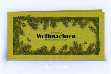 Moderne Graspapier Weihnachtskarte Mit Tannenzweigen Eco Cards