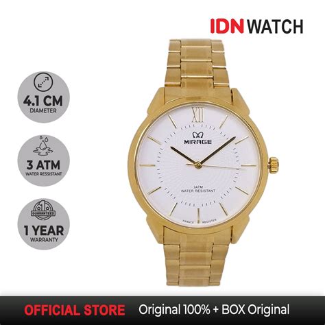 Jual Jam Tangan Mirage Pria Analog Formal Stainless Gold 8744 M