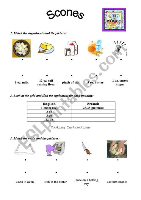 Scone Recipe Esl Worksheet By Happymiss