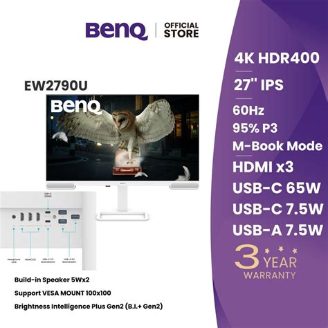 [New] BenQ EW2790U 27” 4K UHD HDR400 Eye-Care Monitor | USB-C for ...