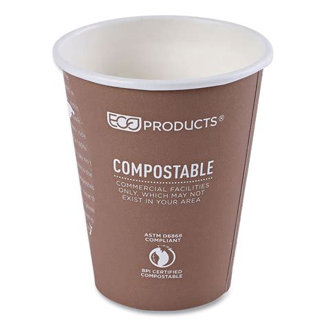 Eco Products World Art Renewable And Compostable Hot Cups 8 Oz Paper Brown White 50 Pack
