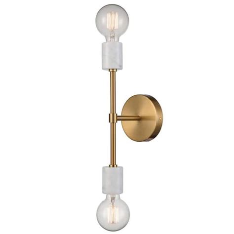 CLAXY 7 99 In 2 Light Brass Gold Modern Wall Sconce With Standard