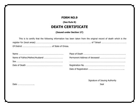 Free Printable Death Certificate Templates [Word, PDF] Forms