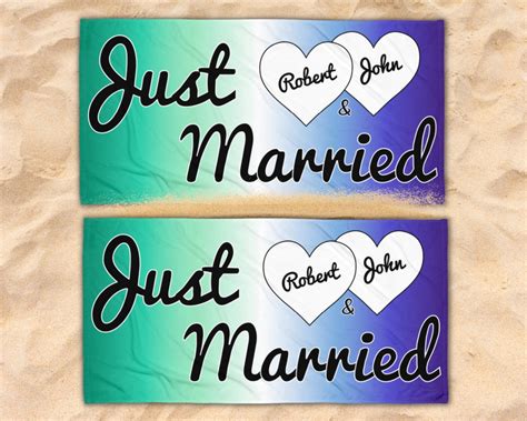 Personalized Gay Beach Towel Gay Wedding Gift Just Married Custom Gay Honeymoon Gift Mlm Pride