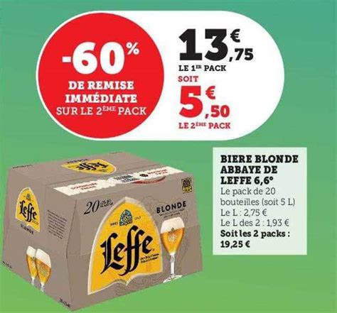 Promo Bière blonde abbaye de leffe 6 6 chez Super U