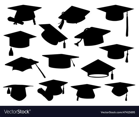 Graduation hats silhouette Royalty Free Vector Image