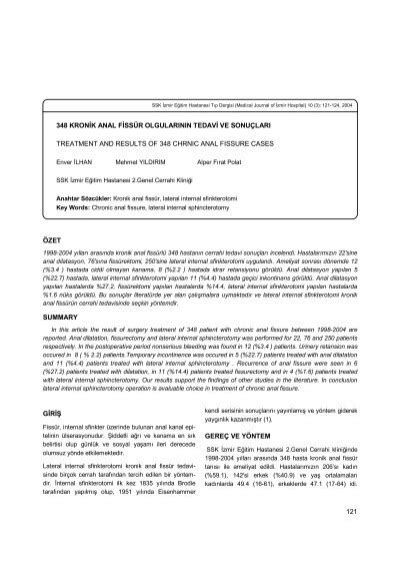 348 kronik anal fissür olgularının tedavi ve sonuçları
