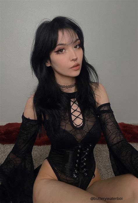 Pretty Crawler Gothic Sexy Bodysuit Gothic Lingerie Outfit Black Spider Web Off Shoulder