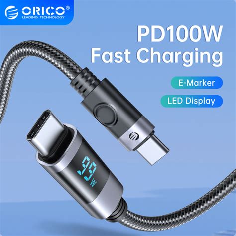 PD100W Cable ORICO USB C To USB C Charging Cable 5A QC Type C Data Cord