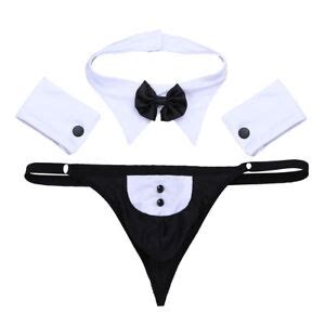 Men Sexy Lingerie Set Tuxedo Butler Role Play Costume Outfit Crop Vest