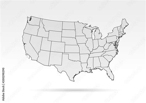 USA map grey outline shadow gradient Stock Vector | Adobe Stock